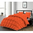 thumbnail image 1 of D.N.G. BEDDINGS Luxurious 1 Piece Pom Pom Half Pinch Pleated Comforter, 800 Thread Count, 100% Egyptian Cotton, White Vintage Pom-Pom Fringe Super Soft (Super King Size Solid Orange Color), 1 of 4