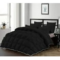 thumbnail image 1 of D.N.G. BEDDINGS Luxurious 1 Piece Pom Pom Half Pinch Pleated Comforter, 800 Thread Count, 100% Egyptian Cotton, White Vintage Pom-Pom Fringe Super Soft (Twin/Twin XL Size Solid Black Color), 1 of 4