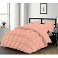 thumbnail image 1 of D.N.G. BEDDINGS Luxurious 3 Piece Pom Pom Half Pinch Pleated Comforter Set, 800 TC, 100% Egyptian Cotton, White Vintage Pom-Pom Fringe (King/California King Size Solid Peach Color), 1 of 4
