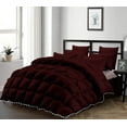 thumbnail image 1 of D.N.G. BEDDINGS Luxurious 3 Piece Pom Pom Half Pinch Pleated Comforter Set, 800 Thread Count, 100% Egyptian Cotton, White Vintage Pom-Pom Fringe Super Soft (Super King Size Solid Wine Color), 1 of 4