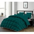 thumbnail image 1 of D.N.G. BEDDINGS Luxurious 3 Piece Pom Pom Half Pinch Pleated Comforter Set, 800 Thread Count, 100% Egyptian Cotton, White Vintage Pom-Pom Fringe Super Soft (Super King Size Solid Teal Color), 1 of 4