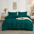 thumbnail image 1 of D.N.G. BEDDINGS Luxurious 5 Piece Double Ruffle Duvet Cover With Zipper Closure, 100% Egyptian Cotton, 800 Thread Cotton King/Cal King Size Teal Solid, 1 of 6