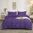 thumbnail image 1 of D.N.G. BEDDINGS Luxurious 5 Piece Double Ruffle Duvet Cover With Zipper Closure, 100% Egyptian Cotton, 800 Thread Cotton Oversized Super King Purple Solid, 1 of 6