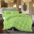 thumbnail image 1 of D.N.G. BEDDINGS Luxurious 5 Piece Pom Pom Box Design Comforter Set, 800 Thread Count, 100% Egyptian Cotton, White Vintage Pom-Pom Fringe (Super King Size Solid Sage Color), 1 of 4