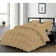 thumbnail image 1 of D.N.G. BEDDINGS Luxurious 5 Piece Pom Pom Half Pinch Pleated Comforter Set, 800 TC, 100% Egyptian Cotton, White Vintage Pom-Pom Fringe (King/California King Size Solid Taupe Color), 1 of 4