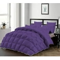 thumbnail image 1 of D.N.G. BEDDINGS Luxurious 5 Piece Pom Pom Half Pinch Pleated Comforter Set, 800 Thread Count, 100% Egyptian Cotton, White Vintage Pom-Pom Fringe Super Soft (Full/Queen Size Solid Purple Color), 1 of 4