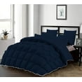 thumbnail image 1 of D.N.G. BEDDINGS Luxurious 5 Piece Pom Pom Half Pinch Pleated Comforter Set, 800 Thread Count, 100% Egyptian Cotton, White Vintage Pom-Pom Fringe Super Soft (Twin/Twin XL Size Solid Navy Color), 1 of 4