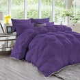 thumbnail image 1 of D.N.G. BEDDINGS Luxurious 5 Piece Pom Pom Pinch Pleated Comforter Set, 800 Thread Count, 100% Egyptian Cotton, White Vintage Pom-Pom Fringe (Twin/Twin XL Size Solid Purple Color), 1 of 5