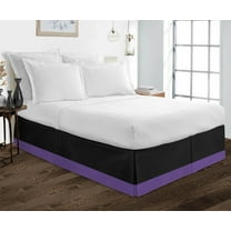 D.N.G. BEDDINGS Luxury 1 Piece Split Corner Two Tone Tailored Bed Skirt, Twin XL Size 12 Inch Deep Pocket, 800 Thread Count, 100% Egyptian Cotton, Solid Black/Purple Color.