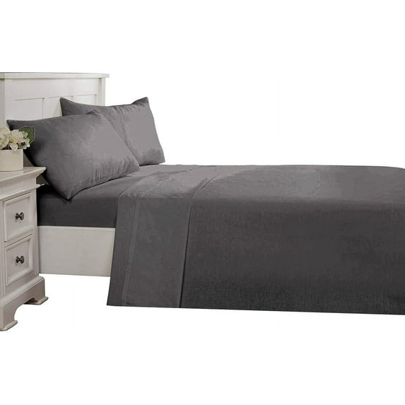 D.N.G. BEDDINGS Luxury 4 Piece Sheet Set with 12 Inch Deep Pocket 800 Thread Count 100% Egyptian Cotton Solid Dark Grey Color Twin XL Size