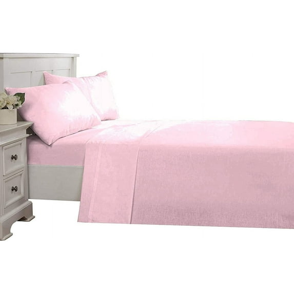 D.N.G. BEDDINGS Luxury 4 Piece Sheet Set with 12 Inch Deep Pocket 800 Thread Count 100% Egyptian Cotton Solid Light Pink Color King Size