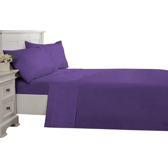 D.N.G. BEDDINGS Luxury 4 Piece Sheet Set with 12 Inch Deep Pocket 800 Thread Count 100% Egyptian Cotton Solid Purple Color Twin XL Size