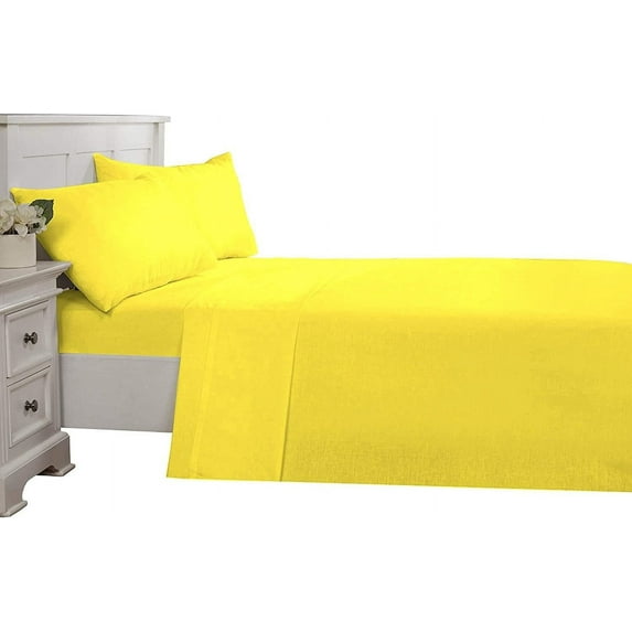 D.N.G. BEDDINGS Luxury 4 Piece Sheet Set with 12 Inch Deep Pocket 800 Thread Count 100% Egyptian Cotton Solid Yellow Color Full Size