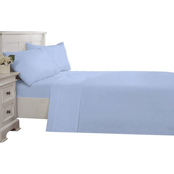 D.N.G. BEDDINGS Luxury 4 Piece Sheet Set with 18 Inch Deep Pocket 800 Thread Count 100% Egyptian Cotton Solid Light Blue Color King Size