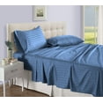 thumbnail image 1 of D.N.G. BEDDINGS Luxury 4 Piece Sheet Set with 24 Inch Deep Pocket 800 Thread Count 100% Egyptian Cotton Stripe Medium Blue Color Twin Size, 1 of 3