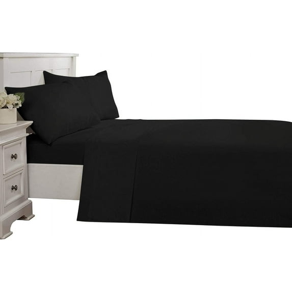 D.N.G. BEDDINGS Luxury 4 Piece Sheet Set with 26 Inch Deep Pocket 800 Thread Count 100% Egyptian Cotton Solid Black Color Full Size