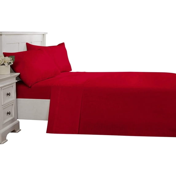 D.N.G. BEDDINGS Luxury 4 Piece Sheet Set with 26 Inch Deep Pocket 800 Thread Count 100% Egyptian Cotton Solid Red Color King Size