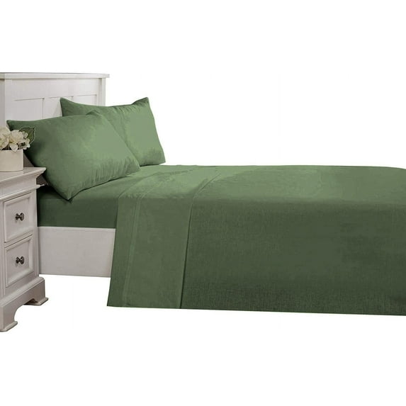 D.N.G. BEDDINGS Luxury 4 Piece Sheet Set with 6 Inch Deep Pocket 800 Thread Count 100% Egyptian Cotton Solid Moss Color Cal King Size