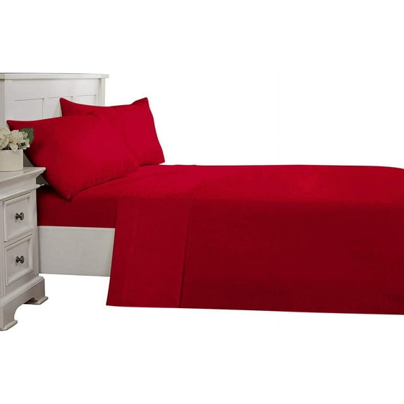 D.N.G. BEDDINGS Luxury 4 Piece Sheet Set with 6 Inch Deep Pocket 800 Thread Count 100% Egyptian Cotton Solid Red Color King Size