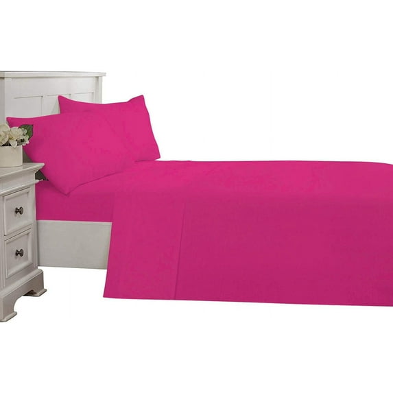 D.N.G. BEDDINGS Luxury 4 Piece Sheet Set with 8 Inch Deep Pocket 800 Thread Count 100% Egyptian Cotton Solid Hot Pink Color Twin Size
