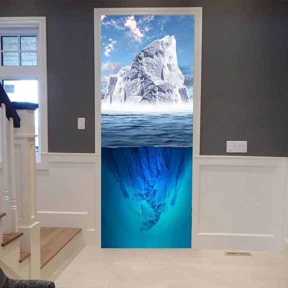 D Natural Landscape Door Sticker Snow Mountain Glacier Decals Self Adhesive PVC Wallpaper Ocean Pos