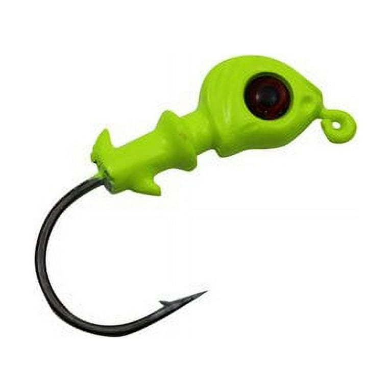 D.O.A. C.A.L. Jig Heads, Chartreuse & Red Eye, 1/4 oz, 3 Count