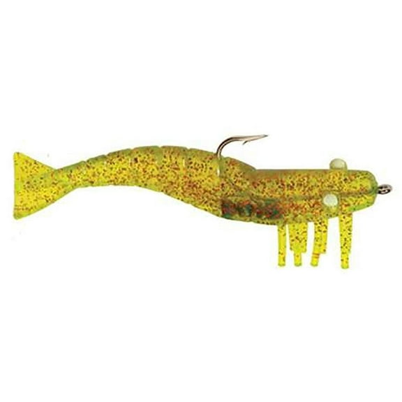 D.O.A. FSH-3-3P-332 Shrimp Red Glitter Chartreuse 3" Soft Plastic Fishing Lure