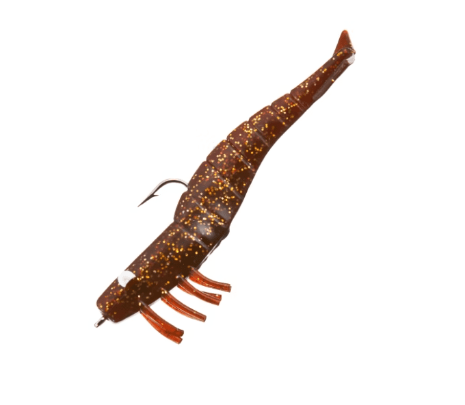 doa fishing lures cal s 12-304 C.A.L. Curl Tail GOLD GLITTER / Bodies Only / 50 Pack Shad Tail is a mainstay for probing waters from inches deep to ocean depths DOA Lures 4" Rigged Shrimp