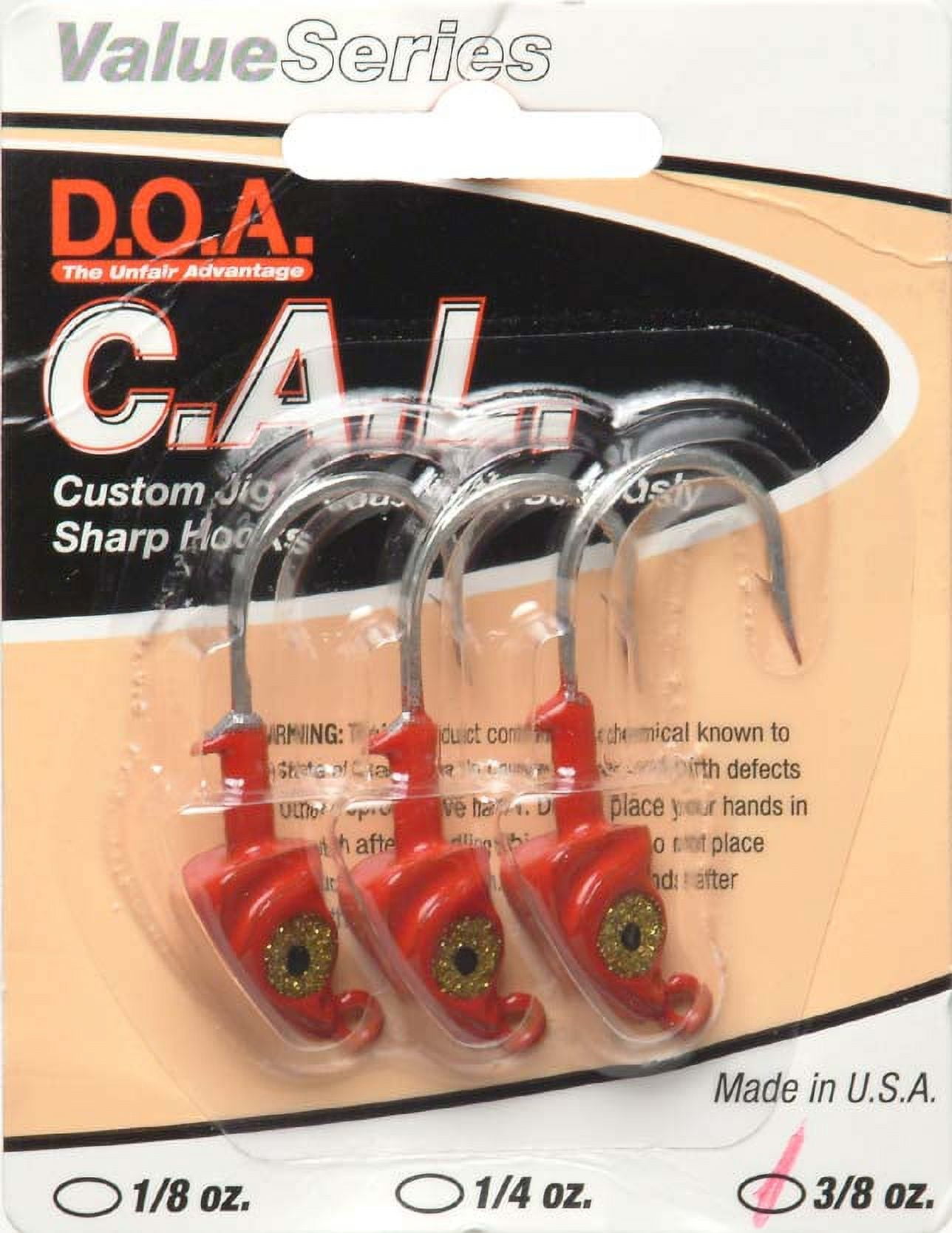 D.O.A. Lures C.A.L. Jig Heads, 3/8 oz, Red/Gold, 3 Pack