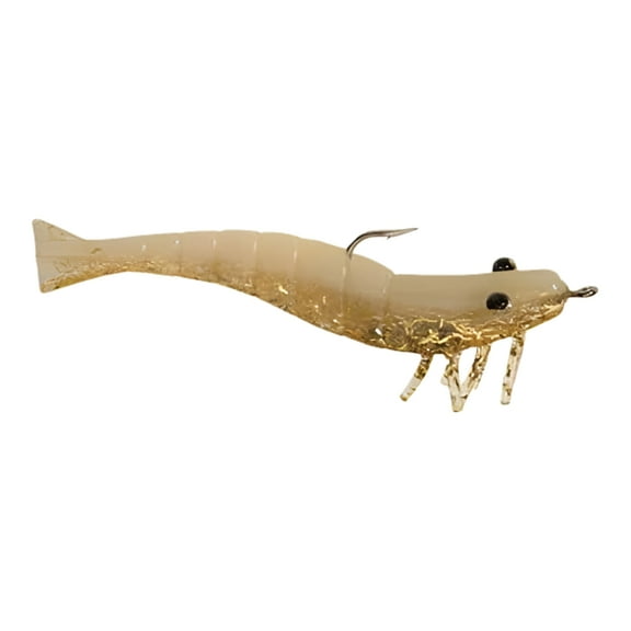 D.O.A. Soft Plastic FSH3-3P/309 3" Fishing Lure Flavored Shrimp 3 PK Glow/Gold