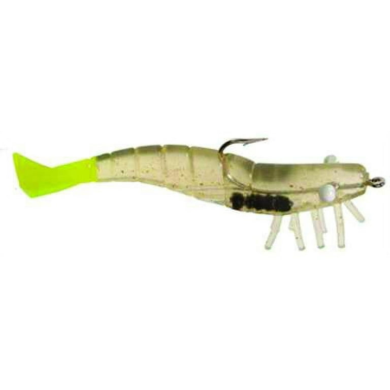 D.O.A. Soft Plastic Shrimp 3 Clear Chartreuse Tail, 3 Count