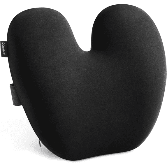 D O N A M A Ergonomic Lumbar Pillow - Memory Foam Back Support - Black