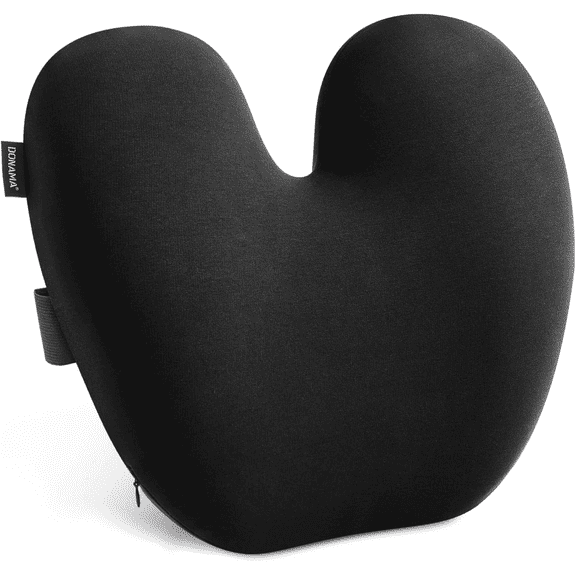 D O N A M A Ergonomic Lumbar Pillow - Memory Foam Back Support - Black
