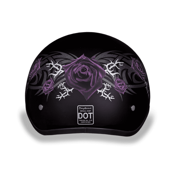 D.O.T. DAYTONA SKULL CAP- W/ PURPLE ROSE