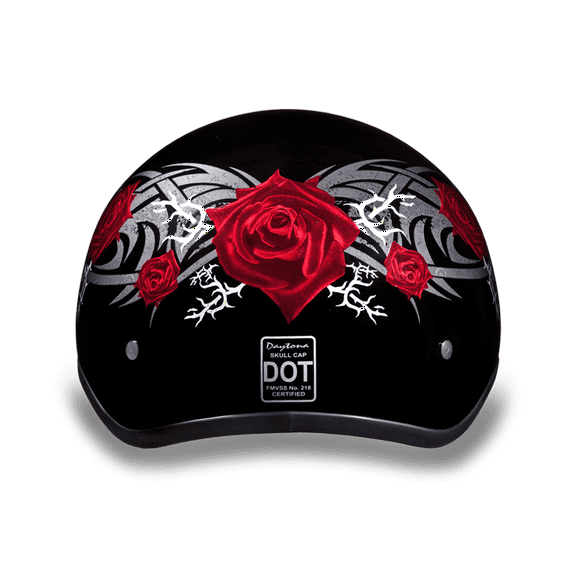 D.O.T. DAYTONA SKULL CAP- W/ ROSE