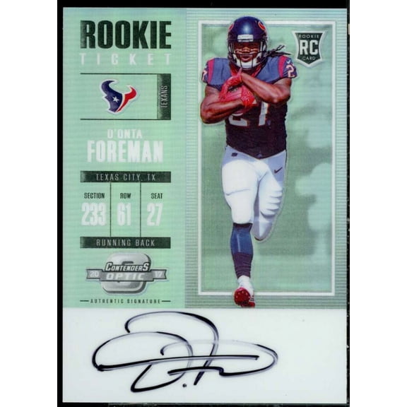D'Onta Foreman AU Rookie Card 2017 Panini Contenders Optic #118