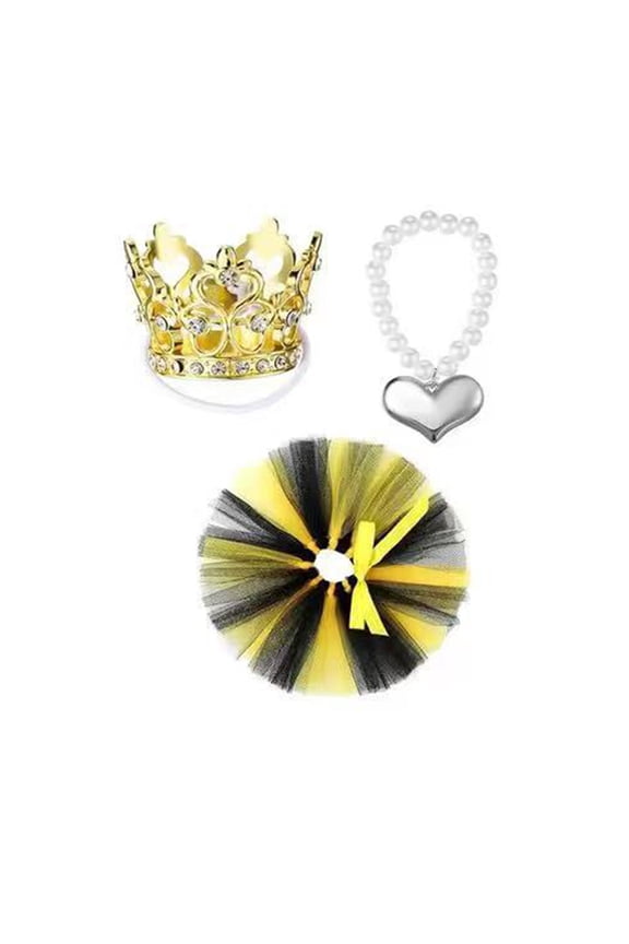 D Ornamental Attire Collection For A Display Piece Consisting Of A Crown With Gems A Ruffled Skirt And A Pendant Featuring Practical Magnetic Fastenings