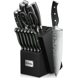 KitchenAid Classic Japanese Steel 12-Piece Knife Block Set with Built-in  Knife Sharpener, White