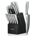 thumbnail image 1 of D.Perlla Knife Set , 15 Pieces Stainless Steel Hollow Handle Kitchen Cutlery Set with with Built in Knife Sharpener Block, 1 of 9