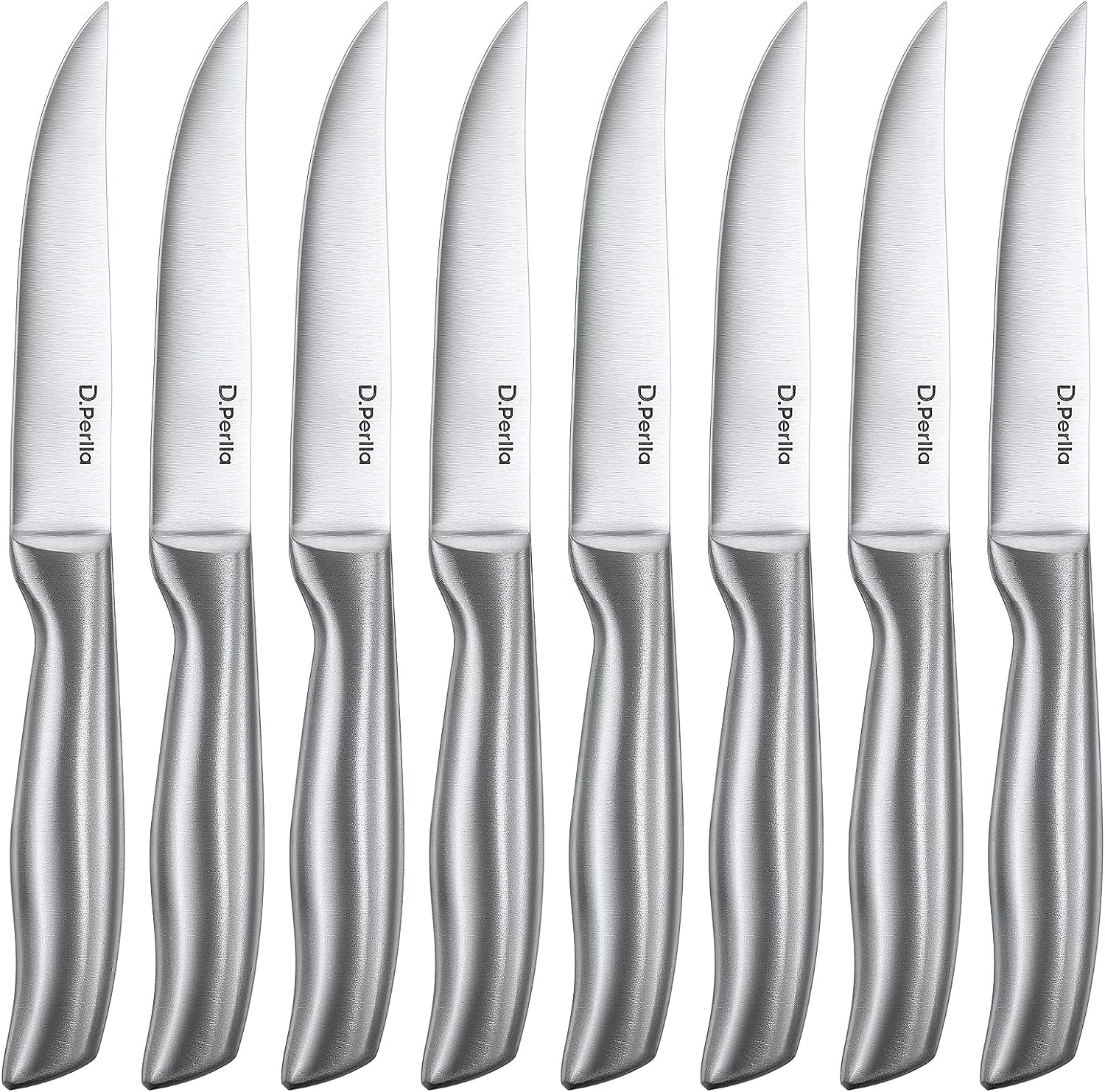 Deik Steak Knives, Serreated Steak Knife Set of 8, Black Stainless
