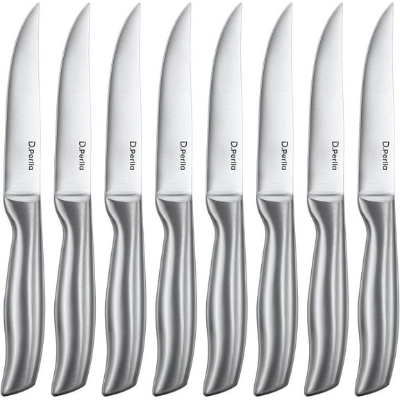 D.Perlla Steak Knives, Non Serrated Stainless Steel Sharp Steak Knife Set of 8 with Gift Box