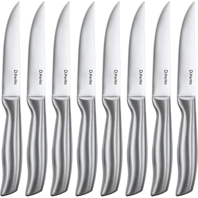 D.Perlla Steak Knives, Non Serrated Stainless Steel Sharp Steak Knife Set  of 8 with Gift Box