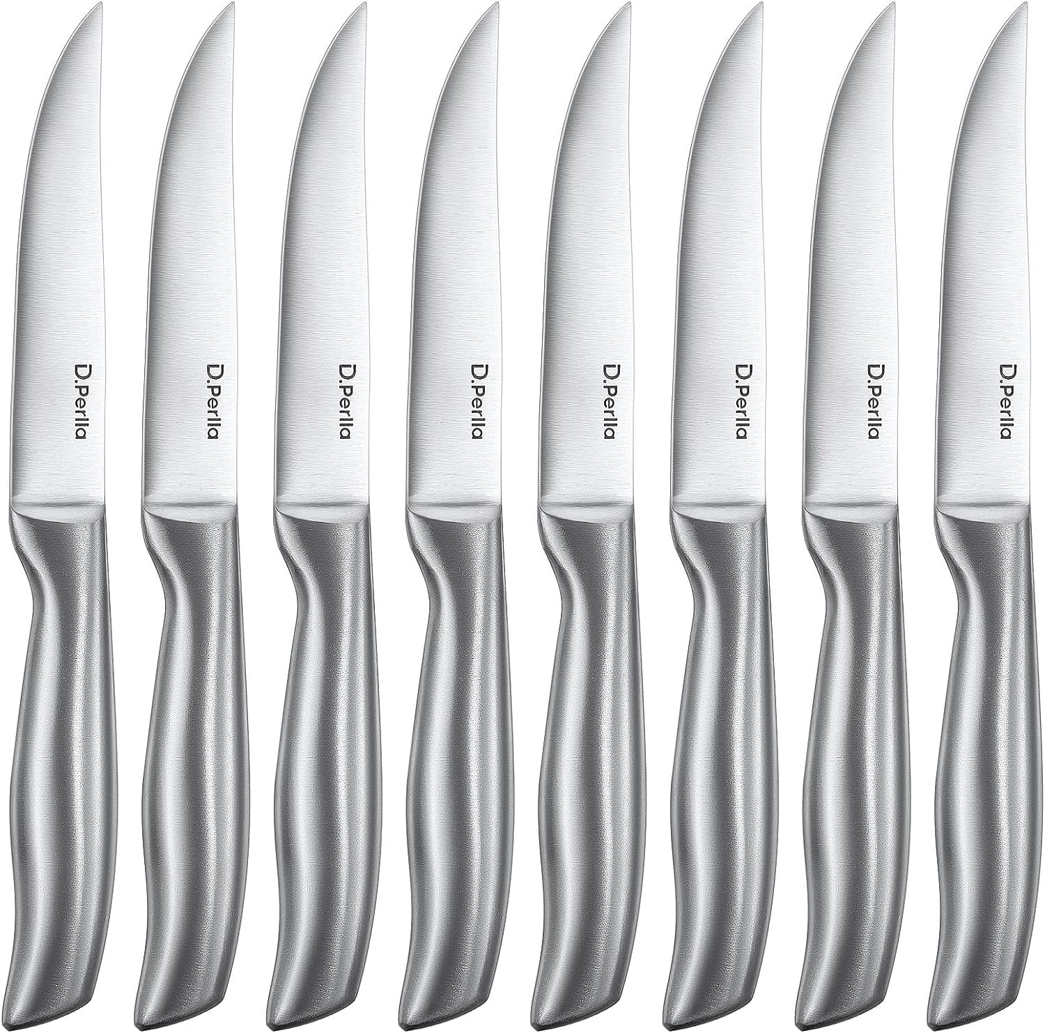 D.Perlla Steak Knives, Non Serrated Stainless Steel Sharp Steak Knife Set of 8 with Gift Box