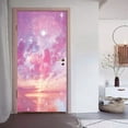 thumbnail image 1 of D Pink Flower Door Sticker Self Adhesive PVC Setting Sun Pink Natural Scenery Door Sticker Wallpaper, 1 of 5