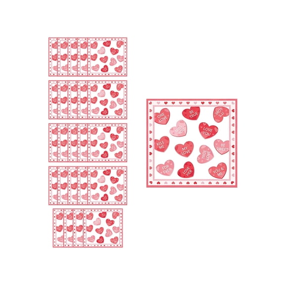 D Pink Hearts Disposable Paper Napkins 20 Pack For Valentines Day Party Tableware