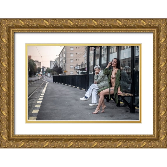 D. Pop, Ovi 14x11 Gold Ornate Wood Framed with Double Matting Museum Art Print Titled - Station Goodies
