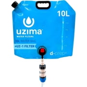 Uzima D-Prep Plus Emergency Water Filtration & Storage System   10L Collapsible Gravity Water Storage Container with UZ-1 Filter for Safe Drinking   Portable Survival & Camping Bladder