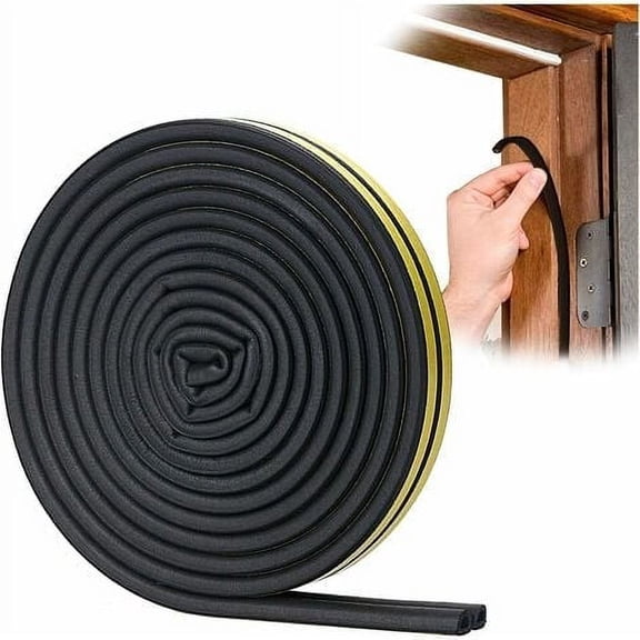 D-Profile Seal Strip, Door and Window Sealant with Strong Adhesion, Noise Insulation and Weatherproof, 6 Meters (Black)