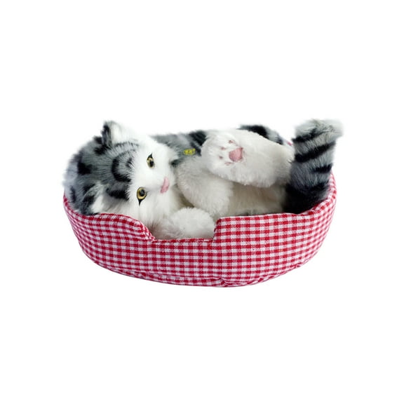 D Realistic Meowing Kitty Plush Toy With Furry Texture And Sound, Interactive Stuffed Cat For Home, Office, Shelf And Car Decor, Polyester Material, 6In Height, Random Cushion Style