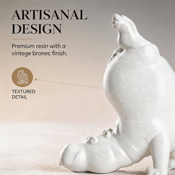 D Resin Heavy Duty Acrobatic Hippo Bookend Modern Style For Desk And Shelf Book Decoration